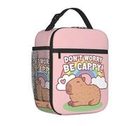BRTOLIIAO Cute Capybara And Rainbow Don't Worry Be Cappy Insulated Lunch Bag Cooler Bag Lunch Container Lunch Box Tote Food Handbags
