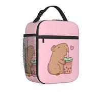 BRTOLIIAO Cute Capybara Loves Bubble Tea Insulated Lunch Bag Cooler Bag Meal Container Portable Tote Lunch Box for Men Women Work Travel