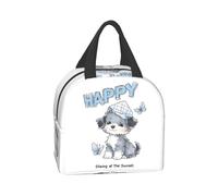 BRTOLIIAO Cute Dog White Lunch Bag Women Men Cooler Thermal Insulated Lunch Boxes for Adult Office Children Laptop Bag Back to School