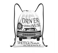 BRTOLIIAO Driver Picks The Music Drawstring Bag Men Women Foldable Gym Sports Sackpack Supernatural TV Show Training Storage Backpacks