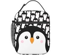 BRTOLIIAO Funny Penguin Reusable Lunch Bag 8 X 4 X 10 Inches Cooler Bag Lunch Box Container with Adjustable for Picnic School Work