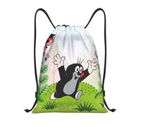 BRTOLIIAO Happy Mole Cartoon Drawstring Backpack Sports Gym Bag for Women Men Krtek Little Maulwurf Training Sackpack