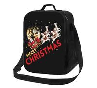 BRTOLIIAO Happy Santa Claus Festive Xmas Portable Lunch Box for Waterproof Merry Christmas Reindeer Thermal Food Lunch Bag Office Work