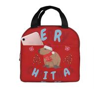 BRTOLIIAO Merry Christmas Cute Capybara Insulated Lunch Bags Portable Lunch Container Cooler Bag Tote Lunch Box Office Outdoor Bento Pouch