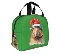 BRTOLIIAO Merry Christmas From The Capybara Insulated Lunch Bags Portable Reusable Thermal Bag Tote Lunch Box Work Travel Food Bag