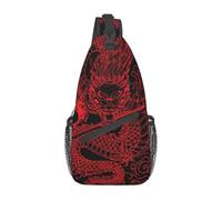 BRTOLIIAO Red Chinese Dragon With Black Background Crossbody Sling Backpack Men Custom Shoulder Chest Bag for Traveling Daypack