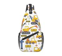 BRTOLIIAO Road Work Under Construction Transportation Pattern Blue Chest Bag Men Sling Crossbody Backpack Chest Bag Daypack Shoulder Bag