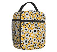 BRTOLIIAO Soccer Football Ball Pattern Insulated Lunch Bag for Women Leakproof Thermal Cooler Lunch Box Kids School Children