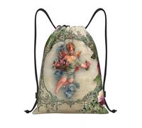 BRTOLIIAO Victorian Angel Print With Vintage Rose Bouquets Shabby Chic Drawstring Backpack Gym Sport Sackpack Foldable Training Bag Sack