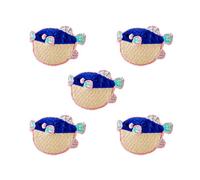Bru_289 Set of 5 pcs. Mini Puffer Fish Balloonfish Blowfish Patches Cute Cartoon logo1 Patches Sew Iron on Embroidered Applique Badge Sign Patch Clothing DIY Costume