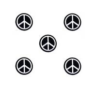 Bru_289 Set of 5 Tiny Mini Peace Sign Symbol Hippie Black Circle Cute Cartoon Patch Sew Iron on Embroidered Applique Badge Sign Patches Clothing Costume