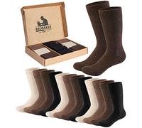 BRUBAKER 10 Pairs Men's Socks - Comfort & Business Essentials - Large Set for Sports and Everyday Wear - Dress Styles in Gift Box - Cotton in Black, Brown and Beige - Size UK 9-11 (EU43-46)