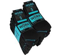 BRUBAKER 10 Pairs of Men's Work Socks - WORK Socks for Optimum Grip at the Workplace - Robust Functional Socks Made of Cotton - Reinforced Heel and Toe Area - Black Turquoise - US Size 12.5-14