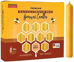 BRUBAKER 100 Pack Tree Candles 100% Beeswax Christmas Pyramid Candles Honey-Yellow