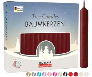 BRUBAKER 100 Pack Tree Candles - Pyramid Christmas Tree Candles - Dark Red