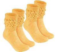 BRUBAKER 2 Pairs of Slouch Socks - Women's Slouch Socks for Fitness, Yoga, Workout, Gymnastics and Wellness - 2 Pairs of Knit Sports Socks for Women - Light Yellow, UK-Size 6-8