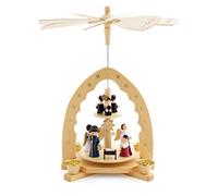 BRUBAKER 2 Tier Wooden Christmas Pyramid Nativity Scene, 12 Inches (30 cm) | Christ Birth with Mary and Joseph, Angels and Carol Singers - Festive Christmas Decoration for Your Home