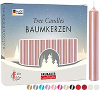 BRUBAKER 20 Pack Tree Candles - Pyramid Christmas Tree Candles - Rose Gold