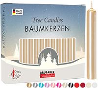 BRUBAKER 20 Pack Tree Candles Wax - Christmas Tree Candles - Pale Gold