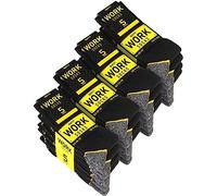 BRUBAKER 20 Pairs of Men's Work Socks - WORK Socks for Optimum Grip at the Workplace - Robust Functional Socks Made of Cotton - Reinforced Heel and Toe Area - Black Grey Yellow - US Size 12.5-14