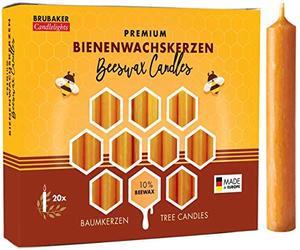 BRUBAKER 200 Pack Tree Candles 10% Beeswax Christmas Candles Pyramid Candles Honey-Yellow