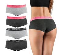 BRUBAKER 4-pack Women's Panties - Cotton Pants - Hipster Underwear with Stretch Waistband - Grey and Anthracite - XS