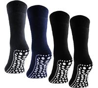 BRUBAKER 4 Pairs ABS Home Socks Unisex - with non slip soles