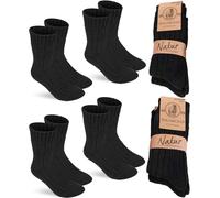 BRUBAKER 4 Pairs of Woollen Socks - Warm Winter Socks for Women and Men - Fluffy Thermal Socks Set with Sheep's Wool - Knitted Socks