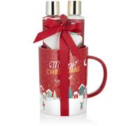 BRUBAKER 4 Pcs Body Care Bath & Shower Gift Berry Scented in Large Christmas Mug