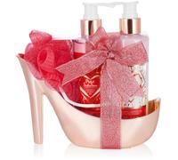 BRUBAKER 4 Pcs Womens Ladies Gift Set Raspberry Champagne Spa in Shiny High Heel