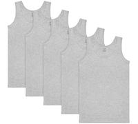 BRUBAKER 5-Pack Men's Tank Top Vest - Combed Cotton (Smooth) - Extra Long - Seamsless - Light Grey - XXL