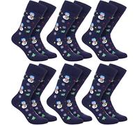 BRUBAKER 6 pairs of Christmas socks for women and men - Christmas motif snowmen - cotton socks Christmas