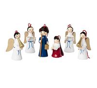 BRUBAKER - 6 Piece Christmas Tree Hanging - Angels, Marie and Joseph - Wooden Figurines - Hand-Painted - Christmas Tree Decoration