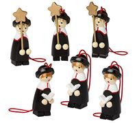 BRUBAKER 6-Piece Set Christmas Tree Pendant Carol Singers - Natural Wooden Tree Ornaments Hand Painted for the Christmas Tree - Christmas Pendant Designed in Germany