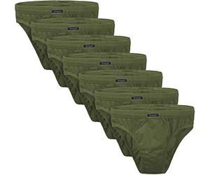 BRUBAKER 7 Pack Men's Briefs 100% Cotton - Multipack Men's Underpants - Olive Size M