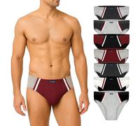 BRUBAKER 7-pack Men's Sports Briefs - Coloured Cotton Briefs - Retro Underpants without Opening - Men's Underwear for Everyday Wear and Sports - Colour Mix Red, Black, Grey, White - Size XXL