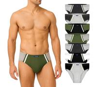 BRUBAKER 7-pack Men's Sports Briefs - Coloured Cotton Briefs - Retro Underpants without Opening - Men's Underwear for Everyday Wear and Sports - Colour Mix Olive, Black, Grey, White - Size L