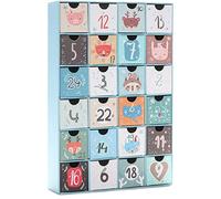 BRUBAKER Advent Calendar to Fill - Animal Christmas Blue - DIY Christmas Calendar with 24 Doors for Vouchers, Sweets and Other Surprises - 12.8 Inches (32.5 cm) Tall Made of Cardboard