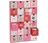 BRUBAKER Advent Calendar to Fill for Women and Girls - Christmas Magic in Pink - DIY Holiday Calendar with 24 Doors for Vouchers, Treats and other Surprises - Made of Cardboard - 15.6 inches (39 cm)