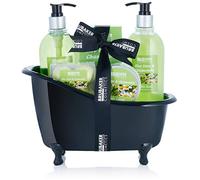 BRUBAKER Aloe Vera Camomile Bath Gift Set with Bathtub Black 9 Pieces