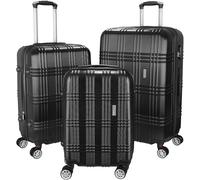 BRUBAKER Bahamas Suitcase Set - 3-piece Expandable Travel Case Set with Hand Luggage - Hard-Shell Baggage with Combination Lock, 4 Wheels and Telescopic Handles - ABS Trolleys (M, L, XL - Black)