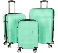 BRUBAKER Bahamas Suitcase Set - 3-piece Expandable Travel Case Set with Hand Luggage - Hard-Shell Baggage with Combination Lock, 4 Wheels and Telescopic Handles - ABS Trolleys (M, L, XL - Mint)