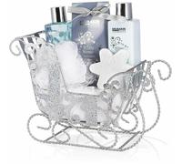 BRUBAKER Bath & Body Set Winter Wonder Christmas Sleigh Silver Gift Set 6 Pcs