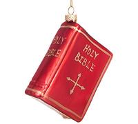 BRUBAKER Bible Red - Hand-Painted Glass Christmas Bauble - Mouth Blown Christmas Tree Decoration Figures Funny Decoration Pendant Tree Ball - 3.5 inches (9 cm)