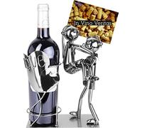 BRUBAKER Bottle Holder 'Lovers with Hearts' Metal Sculpture - including Greeting Card!