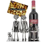 BRUBAKER Bottle Holder Metal Decoration Useful Handcrafted Couple And Dog