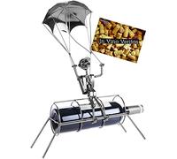 BRUBAKER Bottle Holder 'Parachutist' Metal Sculpture - including Greeting Card!