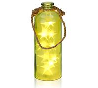 BRUBAKER Bottle Light with 10 LED Stars Pendant Lamp Hanging 4.3 x 12.4 Inches Green