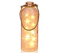 BRUBAKER Bottle Light with 10 LED Stars Pendant Lamp Hanging 4.3 x 12.4 Inches Light Pink