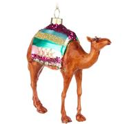 BRUBAKER Camel with Colourful Blanket - Glass Christmas Bauble - Hand-Painted and Mouth-Blown - Funny Dromedary Tree Ornament - Tree Ball Figures Pendant - Decoration Bauble